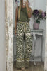 Cecilia Ethnic Print Tie Front Elastic Waist Wide Leg Pants