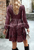 Elegant Velvet Round Neck Long Sleeve Mini Dress