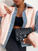 Fashion Contrast Color Buttoned Lambskin Warmth Jacket