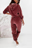 Velvet Drawstring Hooded Joggrt Set