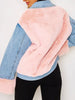 Fashion Contrast Color Buttoned Lambskin Warmth Jacket