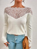 Bohemia Split-Joint Lacy Solid Color Round-Neck T-Shirts Tops