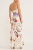 Timeless Choice Satin Contrast Fun Print Bias Cut Maxi Dress