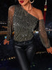 Bohemia Long Sleeves Irregularity Sequined T-Shirts Tops