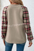 Shein Lune Plaid Long Sleeved Button Down Sweatshirt