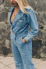 Lapel Pockets Slim Denim Jumpsuit