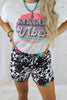 Leopard Patchwork Drawstring Shorts