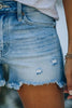 Ripped Raw Edge Denim Shorts