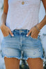 Ripped Raw Edge Denim Shorts