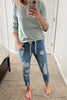 Ripped Drawstring Denim Jogger