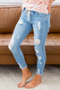 Ripped Drawstring Denim Jogger