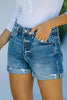 Ripped High Waist Denim Shorts