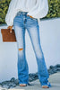 High Waist Ripped Flare Jeans