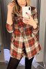 Red Plaid Double Breasted Blazer