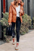 Hide Quilted Stand Collar Button Coat