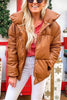 Hide Quilted Stand Collar Button Coat