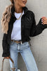 Buckle Pockets Drawstring Cropped Jackets
