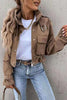 Buckle Pockets Drawstring Cropped Jackets