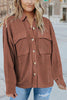 Pockets Button Corduroy Shacket