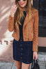 Zipper Suede Fringe Jacket