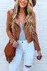 Zipper Suede Fringe Jacket