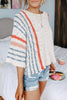 Casual Flared Sleeve Striped Sweater