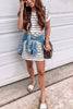 Stripe O Neck Short Sleeve Mini Dress