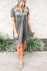 Solid O Neck Short Sleeve Dress