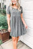 Solid O Neck Short Sleeve Dress
