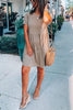 Solid O Neck Short Sleeve Dress