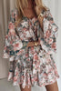 Floral Print Flares Sleeve Ruffles Mini Dress