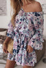 Floral Print Flares Sleeve Ruffles Mini Dress