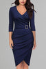 V Neck Seven Sleeves Dress