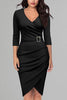 V Neck Seven Sleeves Dress