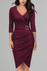 V Neck Seven Sleeves Dress