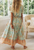 Boho Print Button Tassesl Maxi Dress
