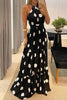 Print Halter Neck Backless Maxi Dress
