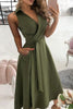 V Neck Sleeveless Pockets Dress