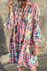Leoaprd V Neck Long Sleeve Mini Dress