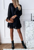 Ruffles V Neck Long Sleeve Mini Dress