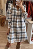 Plaid Long Sleeve Mini Shirt Dress