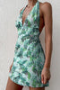 Print Halter Neck Backless Mini Dress
