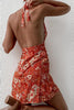 Print Halter Neck Backless Mini Dress