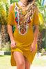 Boho Print Cold Shoulder Mini Dress