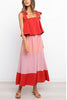Color Block Bow Slip Maxi Dress