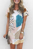 Print Patchwork O Neck T Shirt Dress