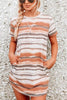 Pockets Stripe O Neck Mini Dress