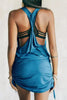 Tie Dye V Neck Drawstring Cover Mini Dress