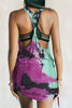 Tie Dye V Neck Drawstring Cover Mini Dress