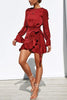 Ruffles Knot Long Sleeve Mini Dress